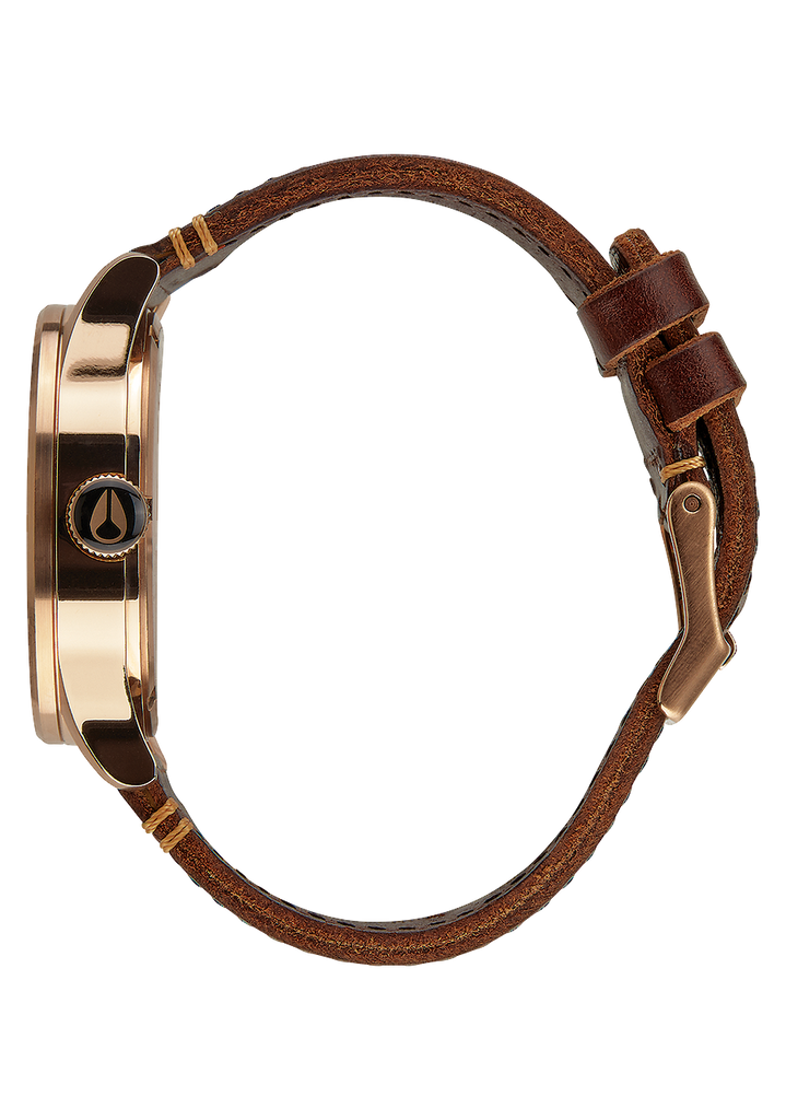 Sentry Leather Rose Gold Gunmetal Brown