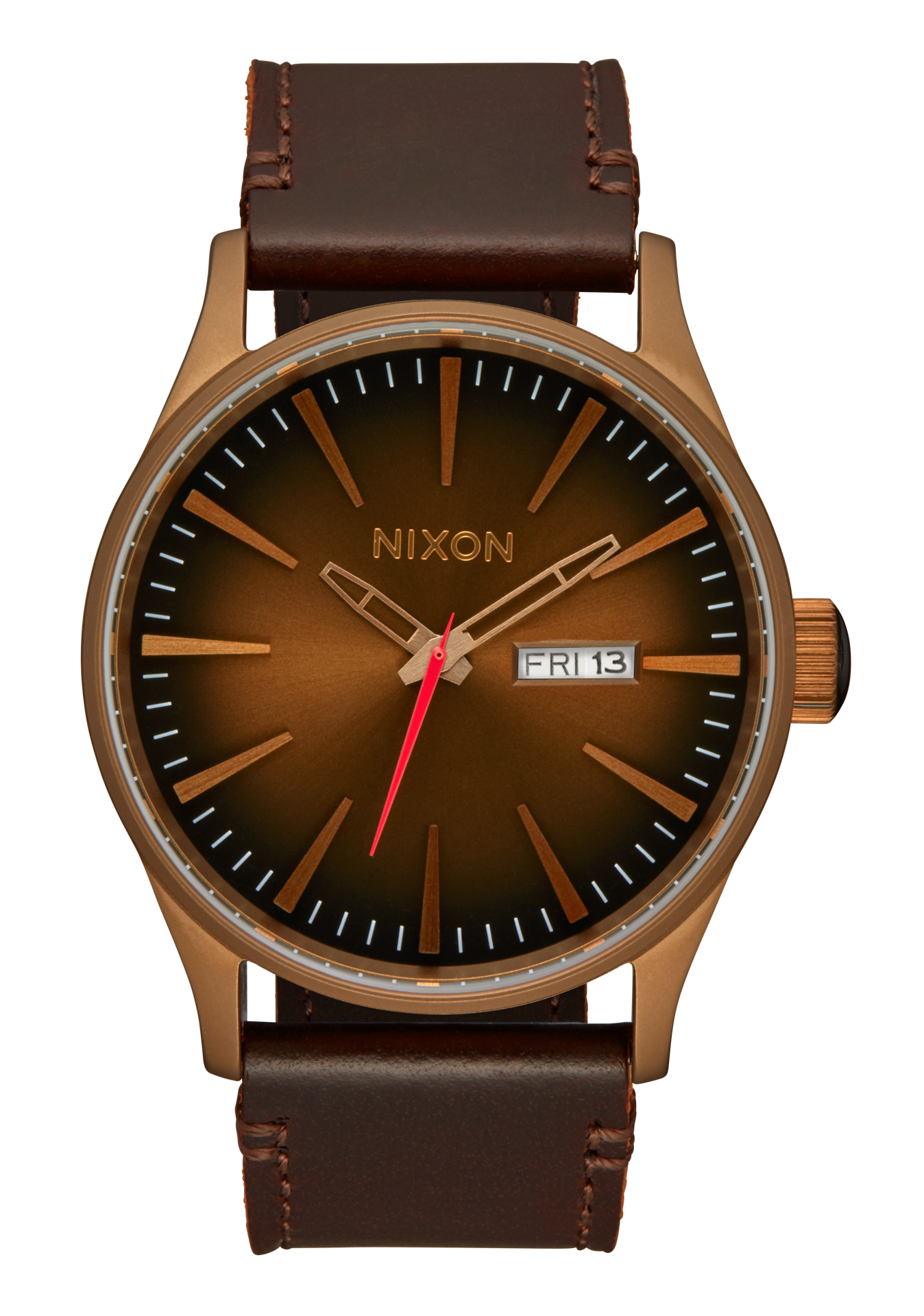 Sentry Leather Watch Bronze Black Men's Leather – Nixon EU