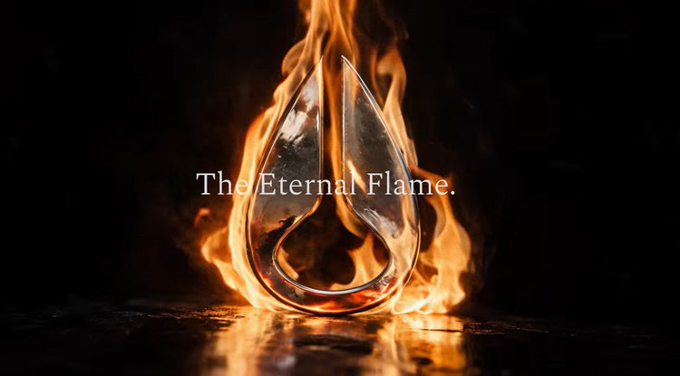 The Nixon logo in flames with the words "The Eternal Flame." overlaid.