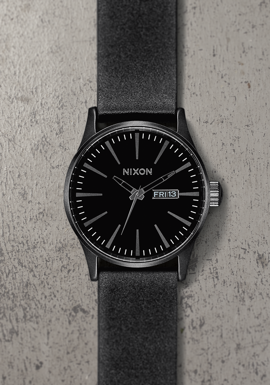 Nixon watch black leather strap best sale