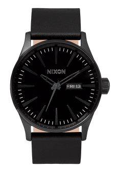 Sentry Leather Watch All Black Men s Leather Nixon UK