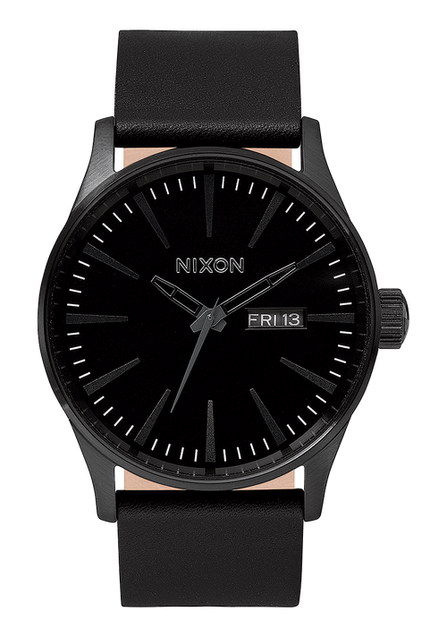 Sentry Leather Watch All Black Men s Leather Nixon UK