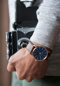 
Nixon Sentry Leather Watch - Analog - Rose Gold / Navy / Brown - View 6