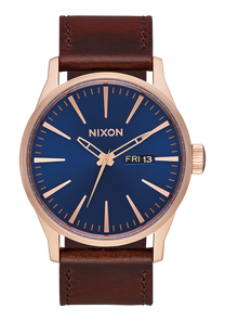 
Nixon Sentry Leather Watch - Analog - Rose Gold / Navy / Brown - View 1