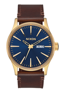
Nixon Sentry Leather Watch - Analog - Polished Gold / Navy Sunray - View 1