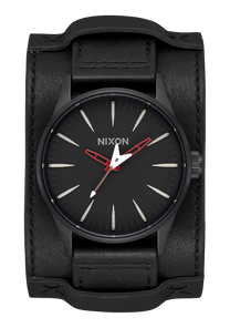 
Nixon Sentry Leather Watch - Analog - Black / Red / Seek & Destroy - View 1