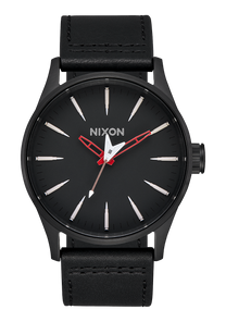 
Nixon Sentry Leather Watch - Analog - Black / Red / Seek & Destroy - View 7