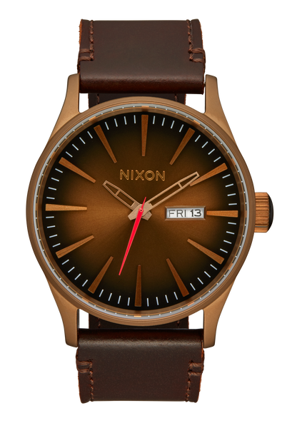 Sentry Leather Watch Bronze Black Men s Leather Nixon UK