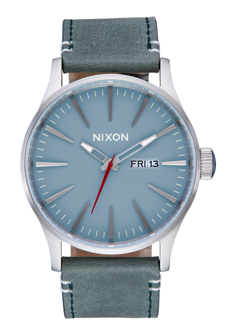 
Nixon Sentry Leather Watch - Analog - Silver /Dusty Blue / Dk Forest - View 1