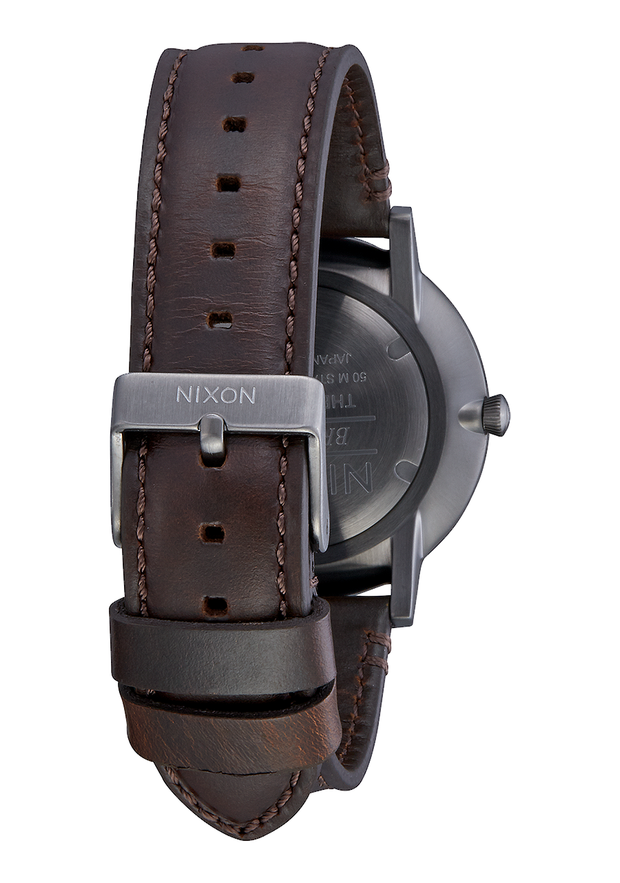 
Nixon Porter Leather Watch - Analog - Gunmetal / White / Brown - View 3