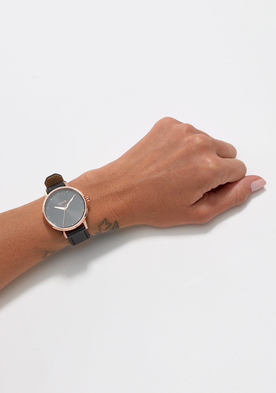 Kensington Leather Watch | Rose Gold / Black | Women's Leather