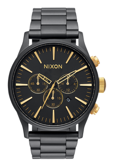 Sentry Chrono Watch Matte Black Gold Men s Stainless Steel Nixon UK