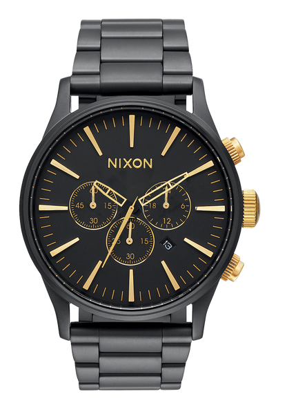 Sentry Chrono Watch Matte Black Gold Men s Stainless Steel Nixon UK