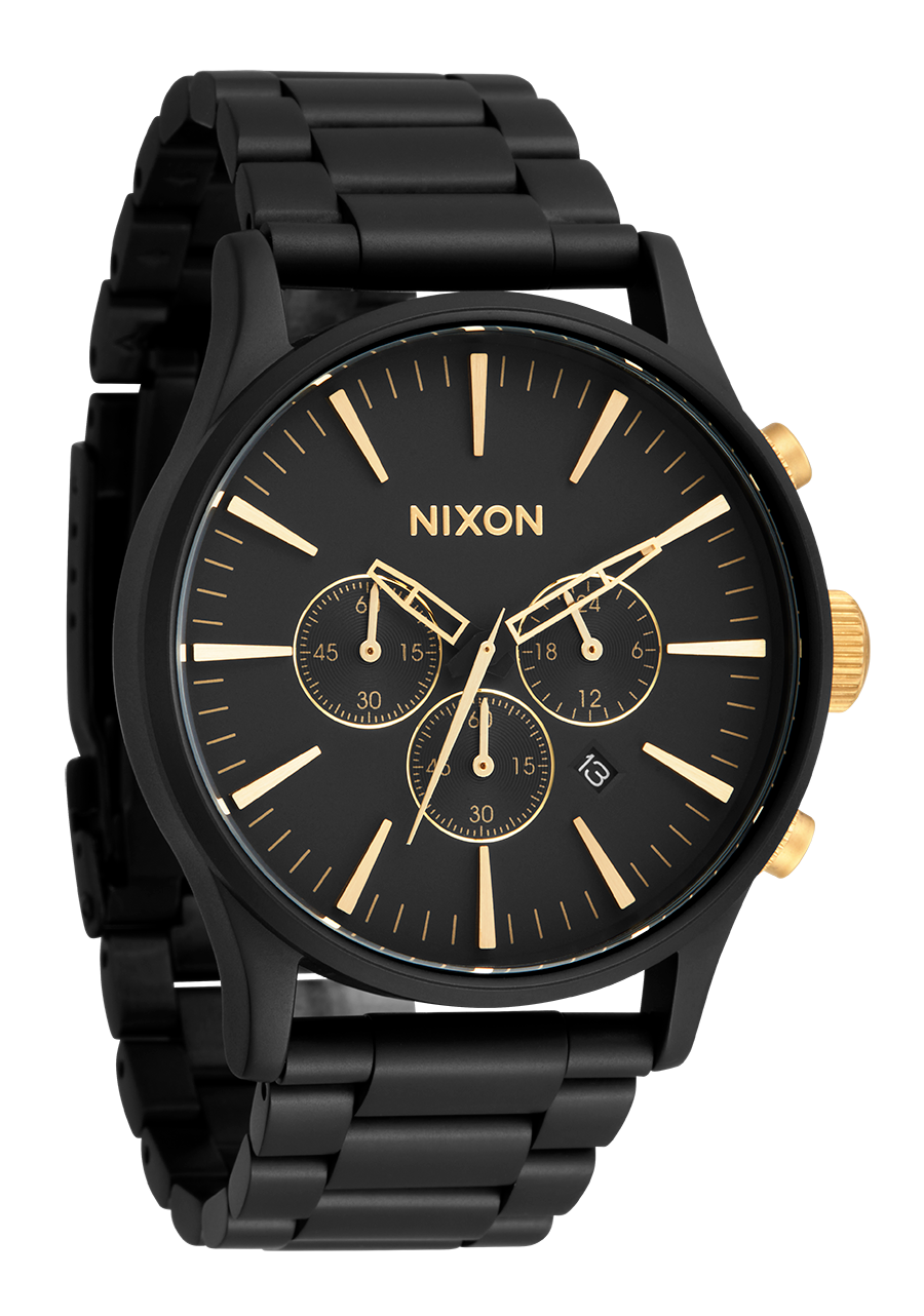 Sentry Chrono Watch Matte Black Gold Men s Stainless Steel Nixon UK