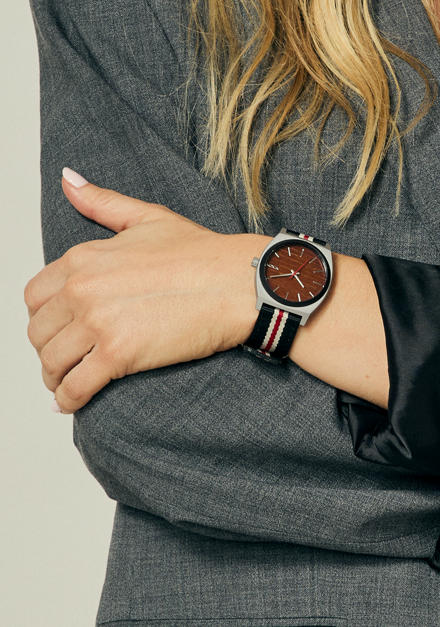 Time Teller Nylon - Silver / Rosewood / Black Stripe View 9