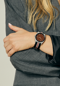 Time Teller Nylon - Silver / Rosewood / Black Stripe View 9