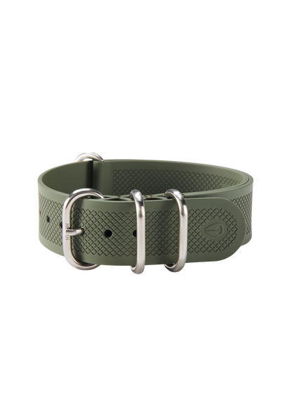 20mm FKM Rubber One Piece Band - Olive View 2