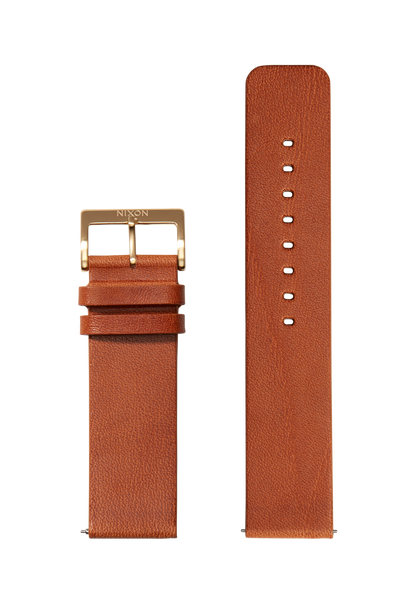 23mm Veg Tanned Leather Band - Saddle View 1