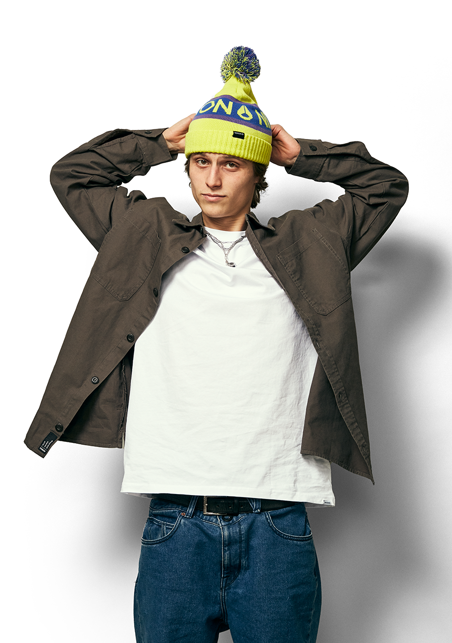 Teamster Beanie II - Citron / Purple View 3