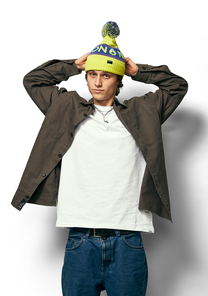 Teamster Beanie II - Citron / Purple View 3