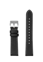 23mm Stitched Leather Band - Black