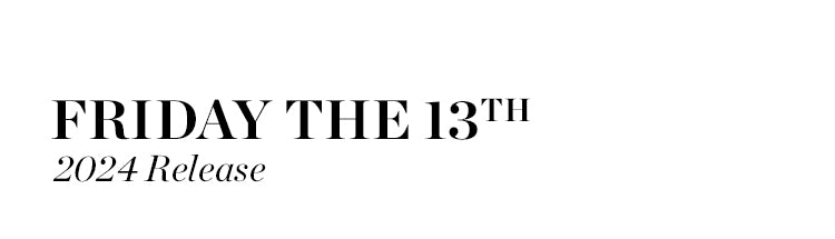 "Friday the 13th 2024 Release" text in black serif font on a white background.