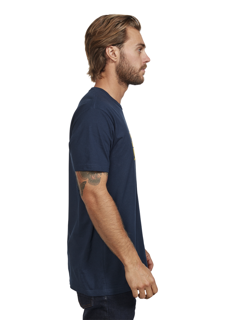Stay Frothy Repreve® T-Shirt - Navy / Yellow View 4