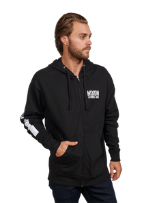 Track Zip Hoodie - Black / White View 3